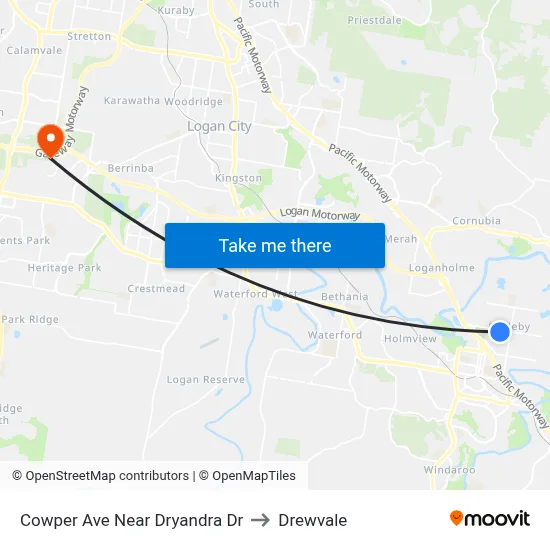 Cowper Ave Near Dryandra Dr to Drewvale map