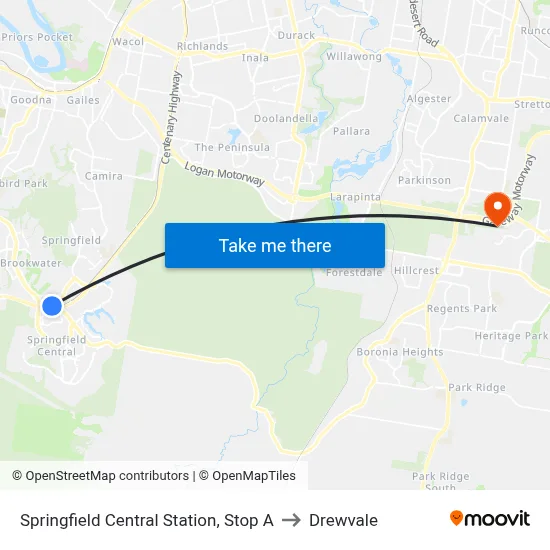 Springfield Central Station, Stop A to Drewvale map