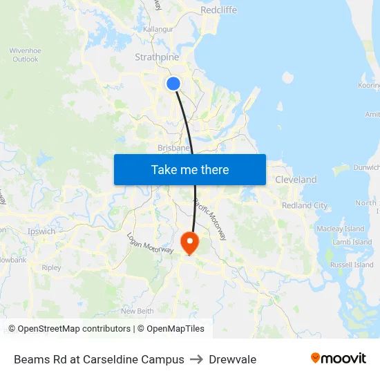 Beams Rd at Carseldine Campus to Drewvale map