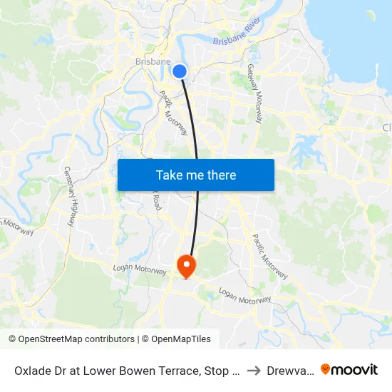 Oxlade Dr at Lower Bowen Terrace, Stop 19 to Drewvale map