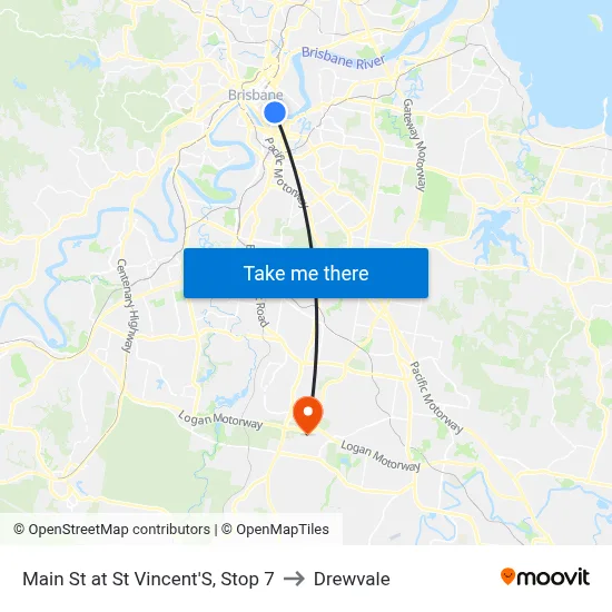 Main St at St Vincent'S, Stop 7 to Drewvale map