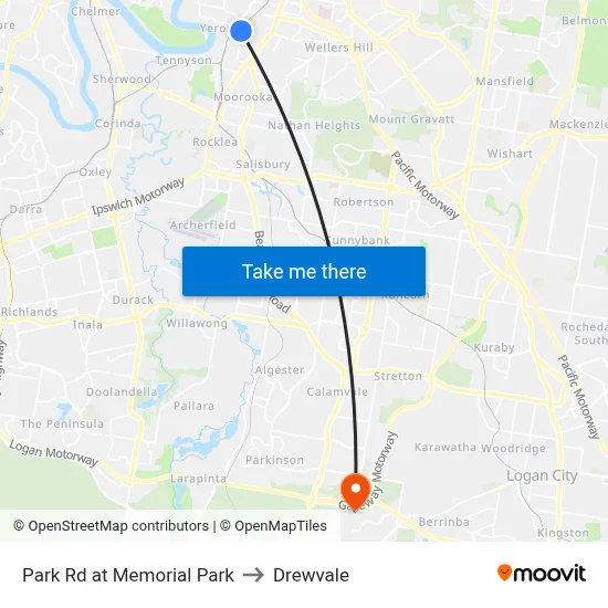 Park Rd at Memorial Park to Drewvale map