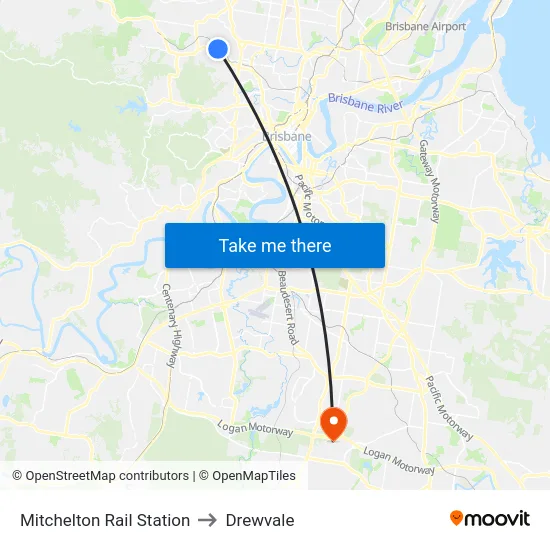 Mitchelton Rail Station to Drewvale map