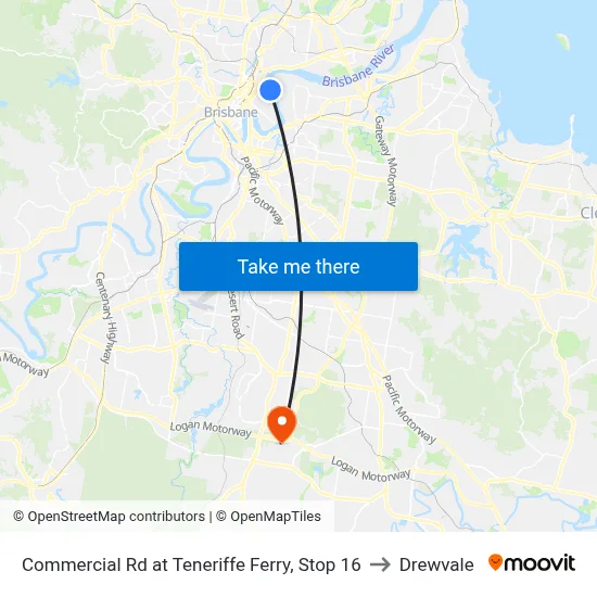 Commercial Rd at Teneriffe Ferry, Stop 16 to Drewvale map