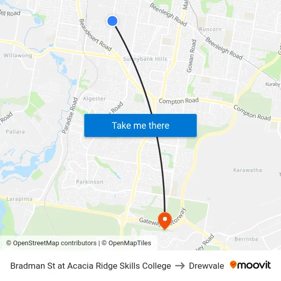 Bradman St at Acacia Ridge Skills College to Drewvale map