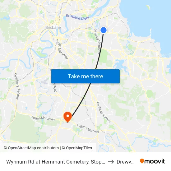 Wynnum Rd at Hemmant Cemetery, Stop 44 to Drewvale map