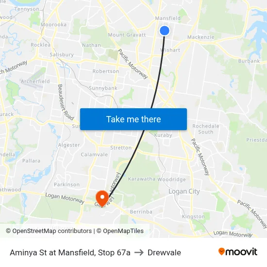 Aminya St at Mansfield, Stop 67a to Drewvale map
