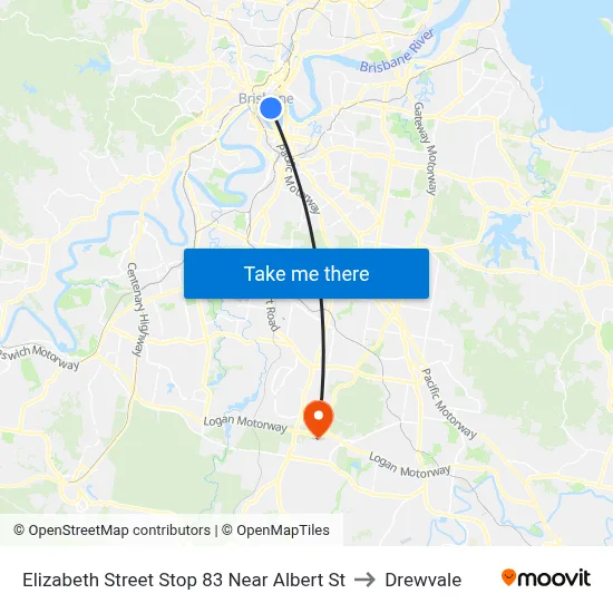 Elizabeth Street Stop 83 Near Albert St to Drewvale map