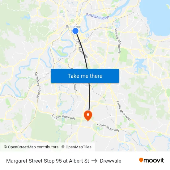 Margaret Street Stop 95 at Albert St to Drewvale map