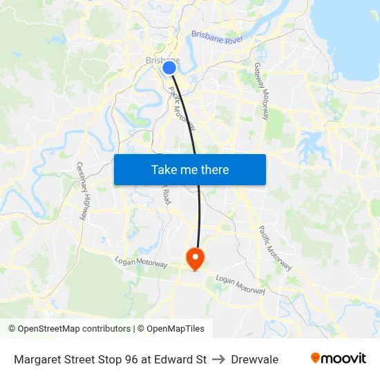 Margaret Street Stop 96 at Edward St to Drewvale map