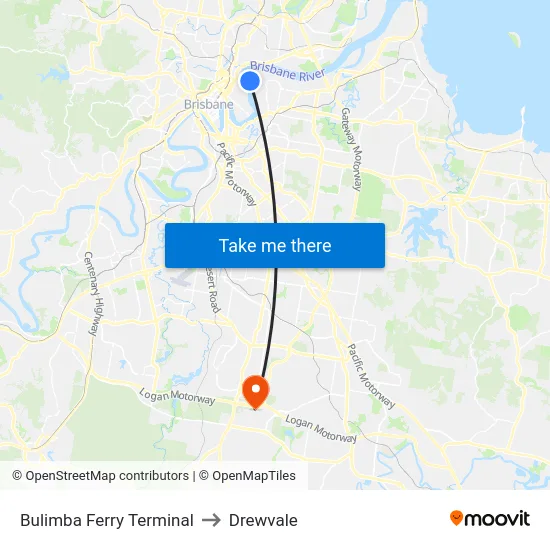 Bulimba Ferry Terminal to Drewvale map