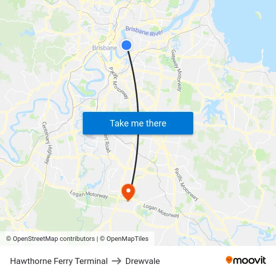 Hawthorne Ferry Terminal to Drewvale map