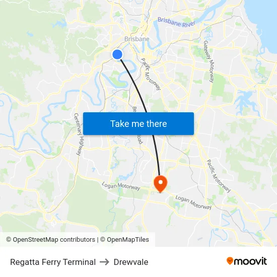 Regatta Ferry Terminal to Drewvale map