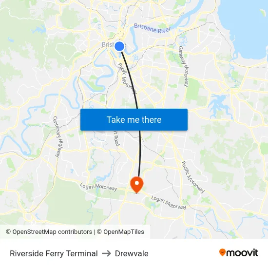 Riverside Ferry Terminal to Drewvale map