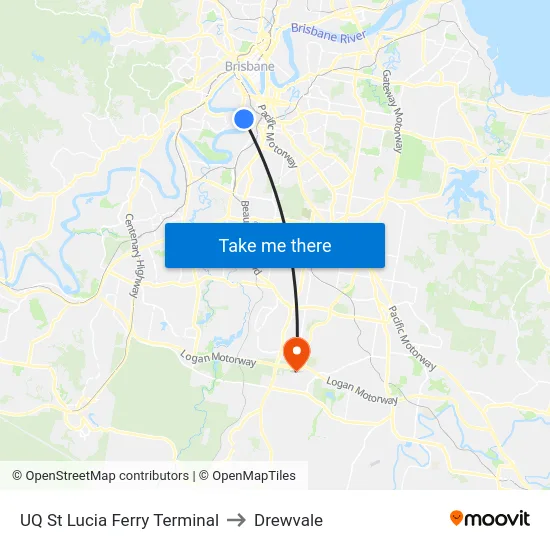 UQ St Lucia Ferry Terminal to Drewvale map