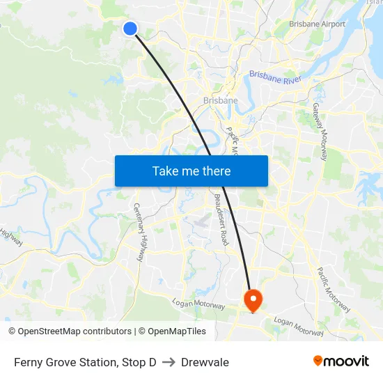 Ferny Grove Station, Stop D to Drewvale map