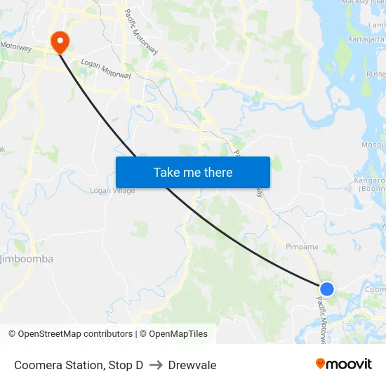 Coomera Station, Stop D to Drewvale map