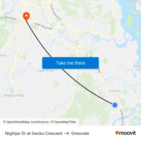 Nightjar Dr at Gecko Crescent to Drewvale map