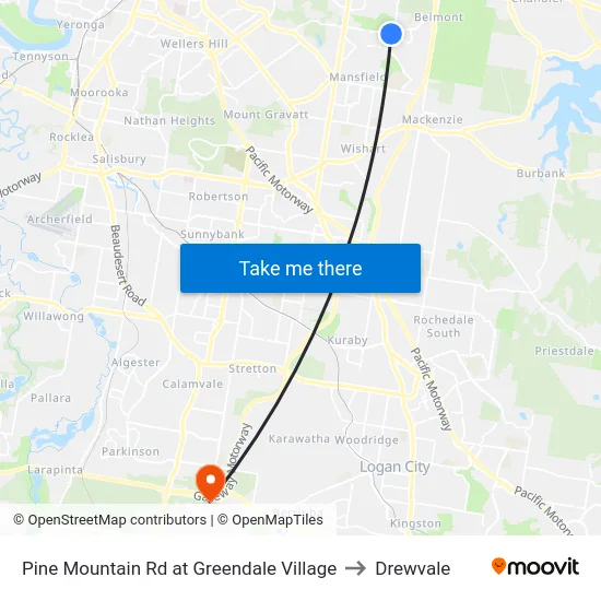 Pine Mountain Rd at Greendale Village to Drewvale map