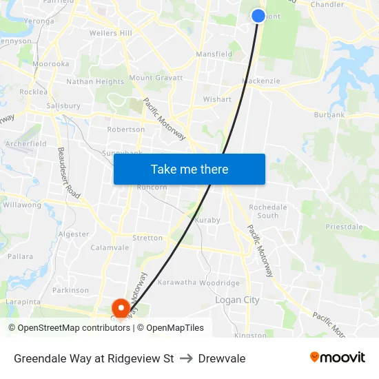 Greendale Way at Ridgeview St to Drewvale map