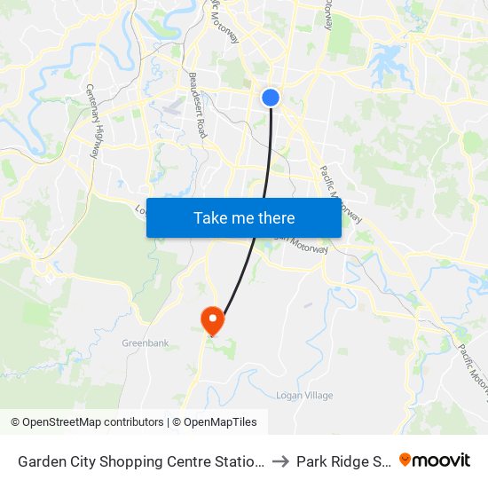 Garden City Shopping Centre Station, Stop D to Park Ridge South map