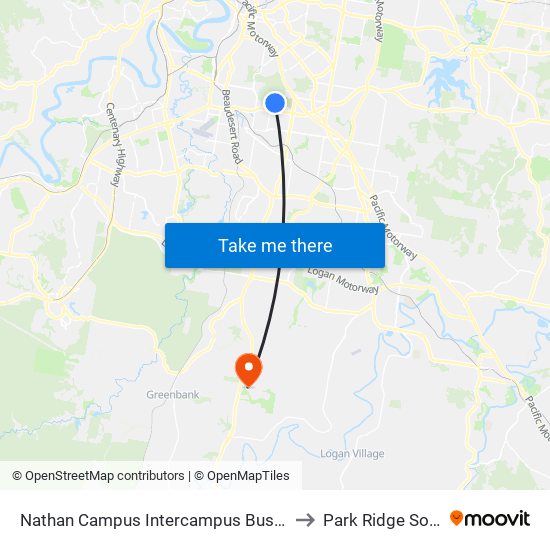 Nathan Campus Intercampus Bus Stop to Park Ridge South map