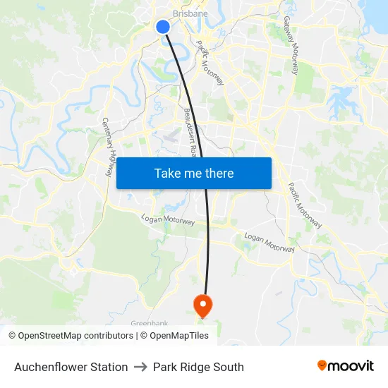 Auchenflower Station to Park Ridge South map