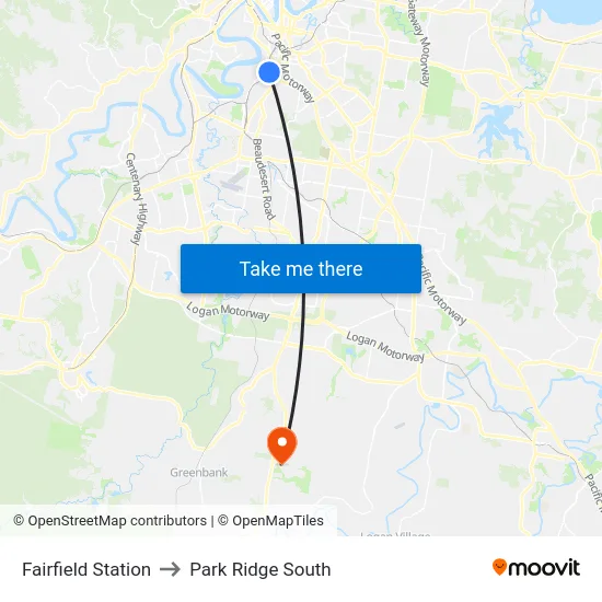 Fairfield Station to Park Ridge South map