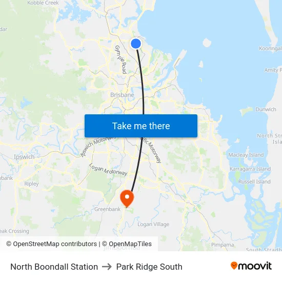 North Boondall Station to Park Ridge South map