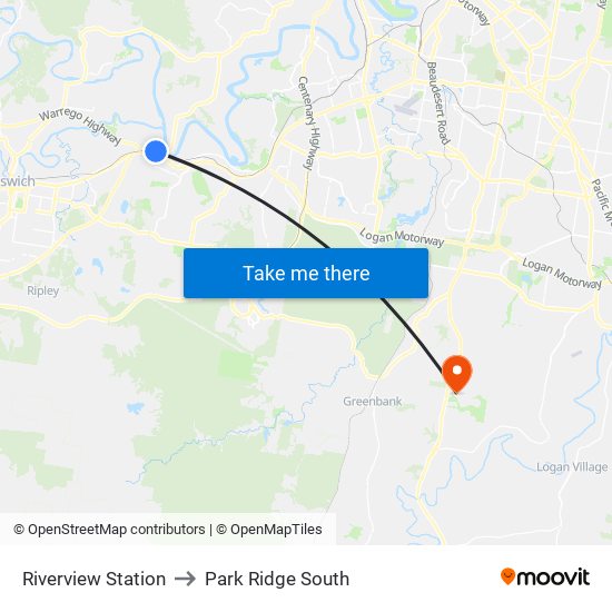 Riverview Station to Park Ridge South map