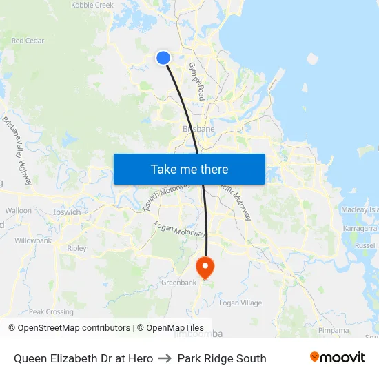 Queen Elizabeth Dr at Hero to Park Ridge South map