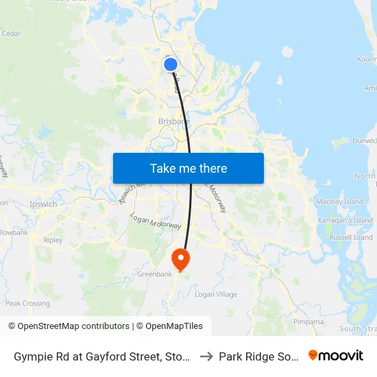 Gympie Rd at Gayford Street, Stop 44 to Park Ridge South map