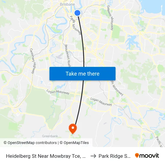 Heidelberg St Near Mowbray Tce, Stop 14 to Park Ridge South map