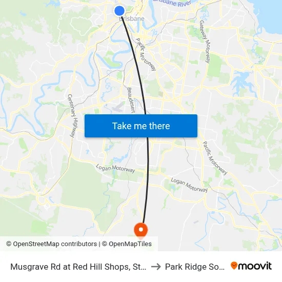 Musgrave Rd at Red Hill Shops, Stop 8 to Park Ridge South map