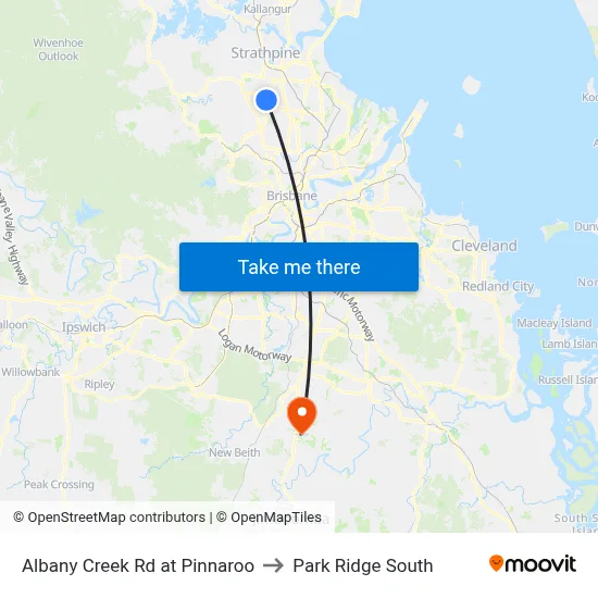 Albany Creek Rd at Pinnaroo to Park Ridge South map