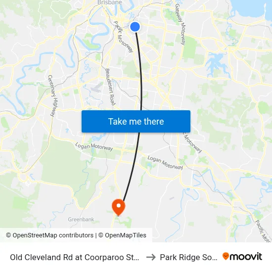 Old Cleveland Rd at Coorparoo Stop 23 to Park Ridge South map