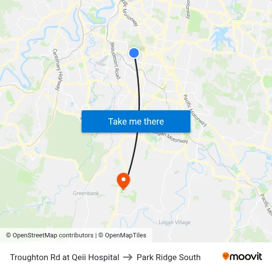 Troughton Rd at Qeii Hospital to Park Ridge South map