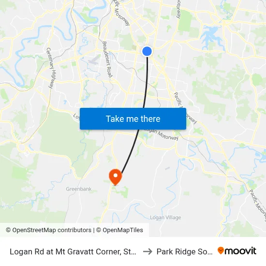 Logan Rd at Mt Gravatt Corner, Stop 44 to Park Ridge South map