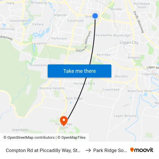 Compton Rd at Piccadilly Way, Stop 28 to Park Ridge South map