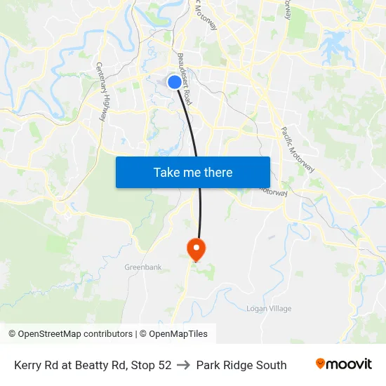 Kerry Rd at Beatty Rd, Stop 52 to Park Ridge South map