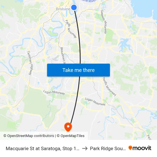Macquarie St at Saratoga, Stop 13a to Park Ridge South map