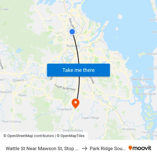 Wattle St Near Mawson St, Stop 35 to Park Ridge South map