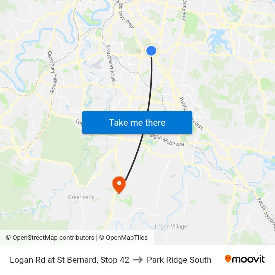 Logan Rd at St Bernard, Stop 42 to Park Ridge South map
