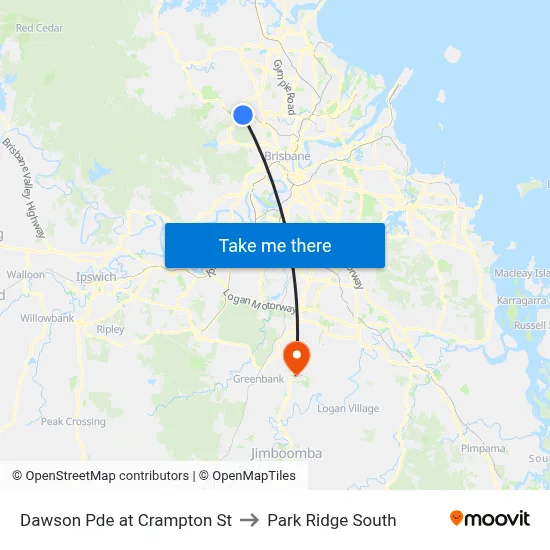 Dawson Pde at Crampton St to Park Ridge South map