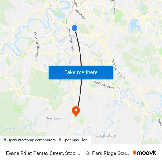 Evans Rd at Pentex Street, Stop 43 to Park Ridge South map