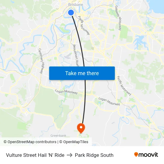 Vulture Street Hail 'N' Ride to Park Ridge South map