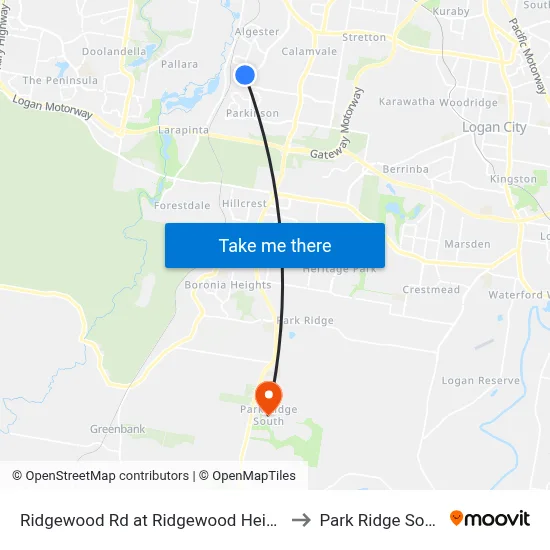 Ridgewood Rd at Ridgewood Heights to Park Ridge South map