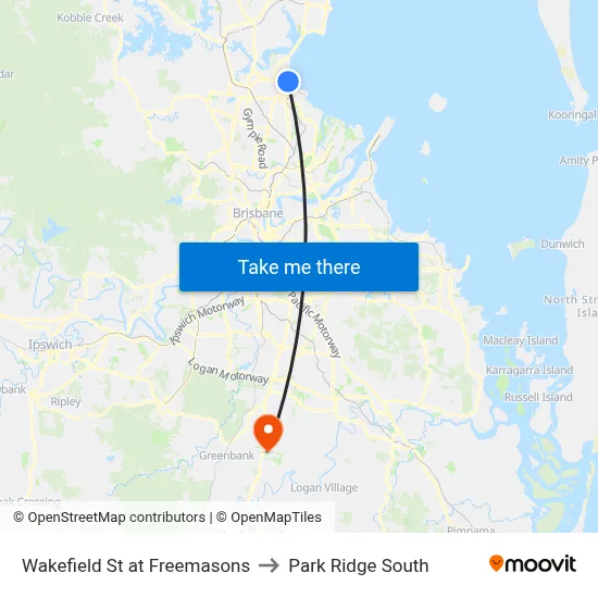 Wakefield St at Freemasons to Park Ridge South map