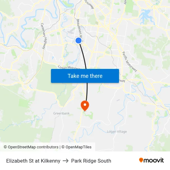 Elizabeth St at Kilkenny to Park Ridge South map