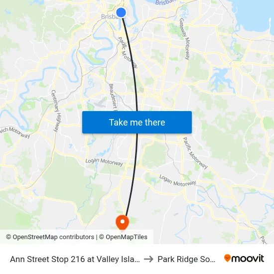 Ann Street Stop 216 at Valley Island to Park Ridge South map